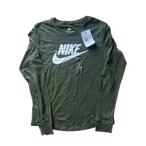 Nike Tee long logo dark green shirt W SZ XS